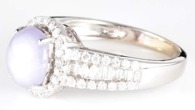 18K White Gold Diamond Ring with a 2.88 Carat Light Purple Star Sapphire GIA #6183611875