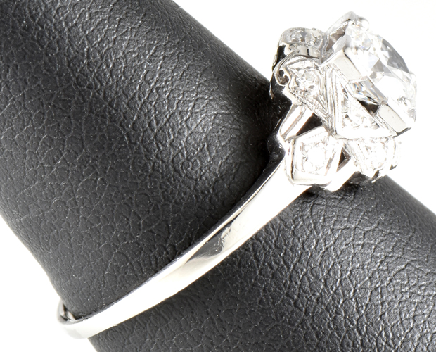 Platinum Vintage Diamond Ring with a .78 Carat Circular Brilliant GIA #2171724566