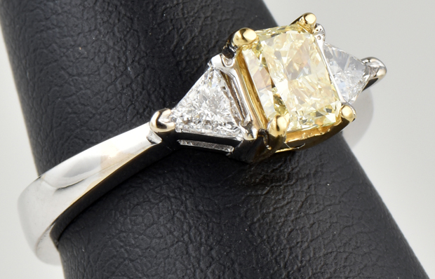 18K Gold Diamond Ring with a 1.02 Carat Fancy Intense Yellow Diamond EGL #37797902D