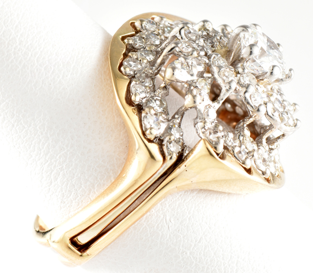 14K Two-Tone Diamond Cluster Ring 