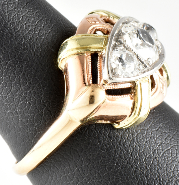 14K Tri-Tone Diamond Ring