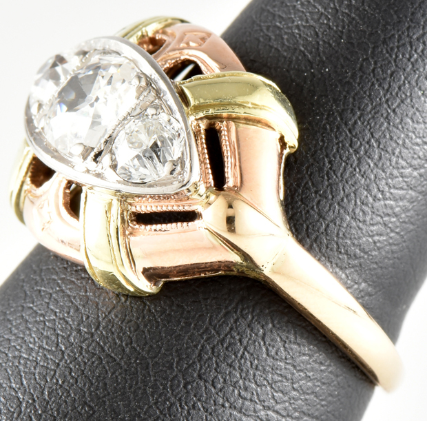 14K Tri-Tone Diamond Ring