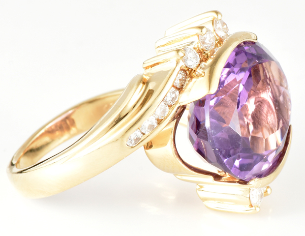 14K Yellow Gold Amethyst Ring