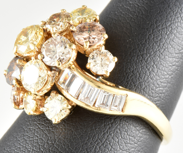 14K Yellow Gold Multi-Color Diamond Ring