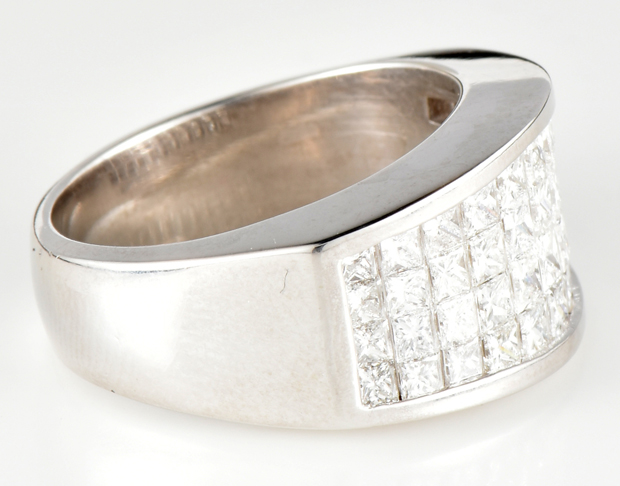 14K White Gold Invisible Set Diamond Band