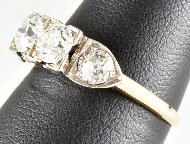 14K Two-Tone Double Diamond Ring