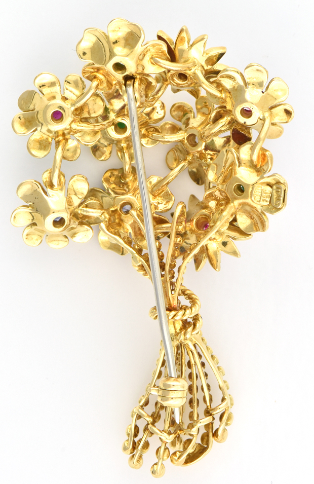 18K Yellow Gold Flower Pin