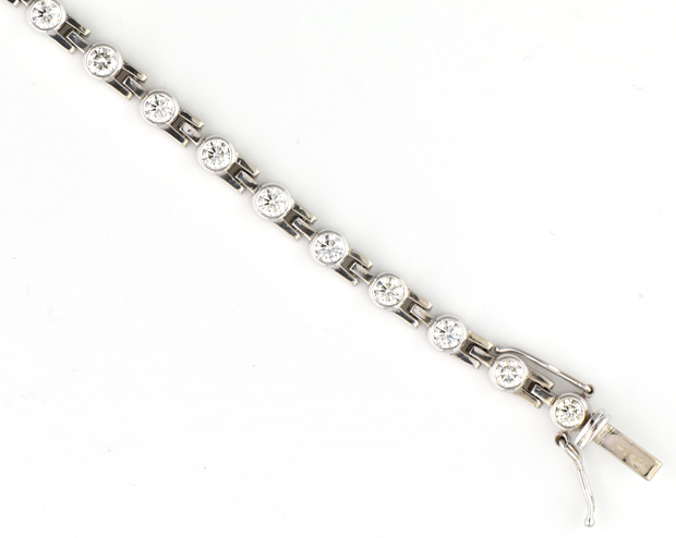 14K White Gold Diamond Harley Davidson Bracelet 