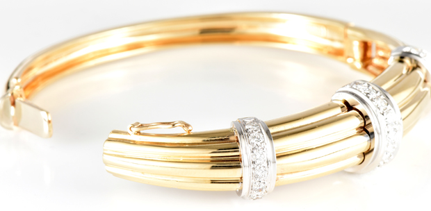 14K Yellow Gold Diamond Bangle 