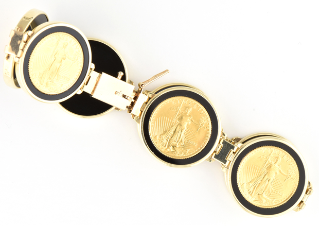 14K Yellow Gold Coin Bracelet 