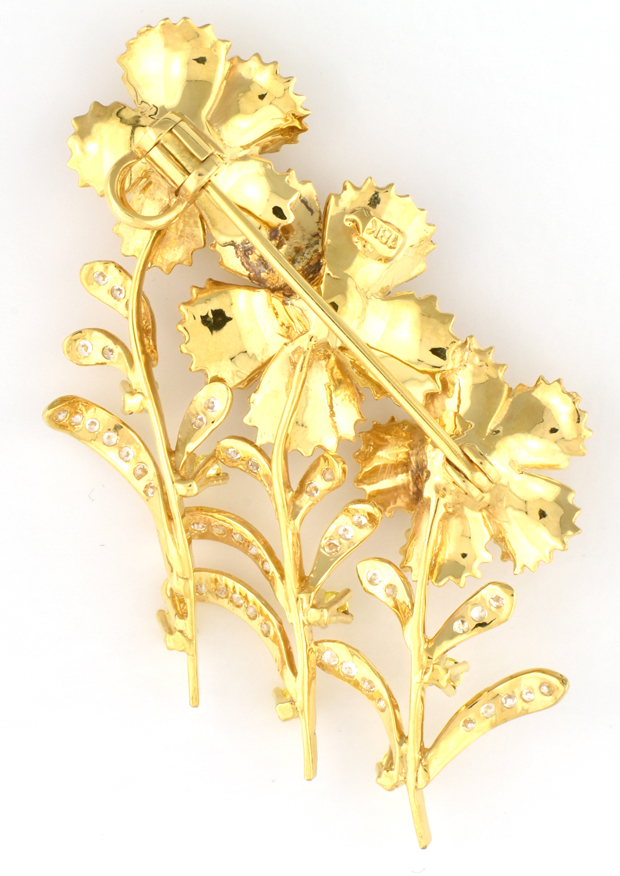 18K Yellow Gold Flower Pin