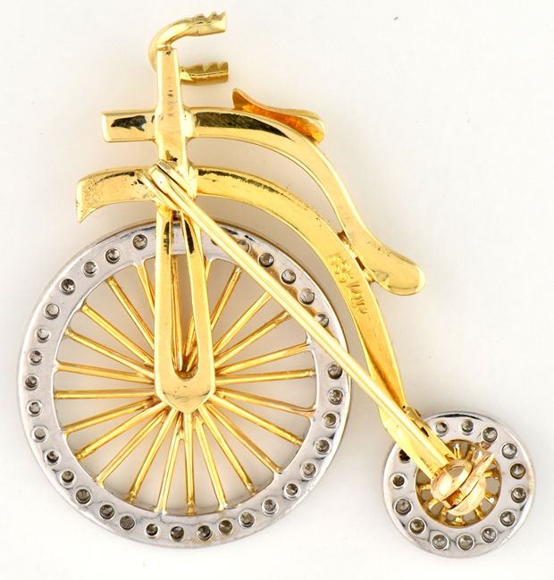 14K Yellow Gold Bike Pin