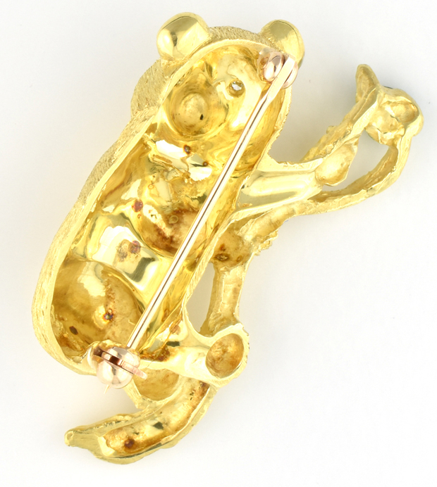 18K Yellow Gold Panda Bear Pin