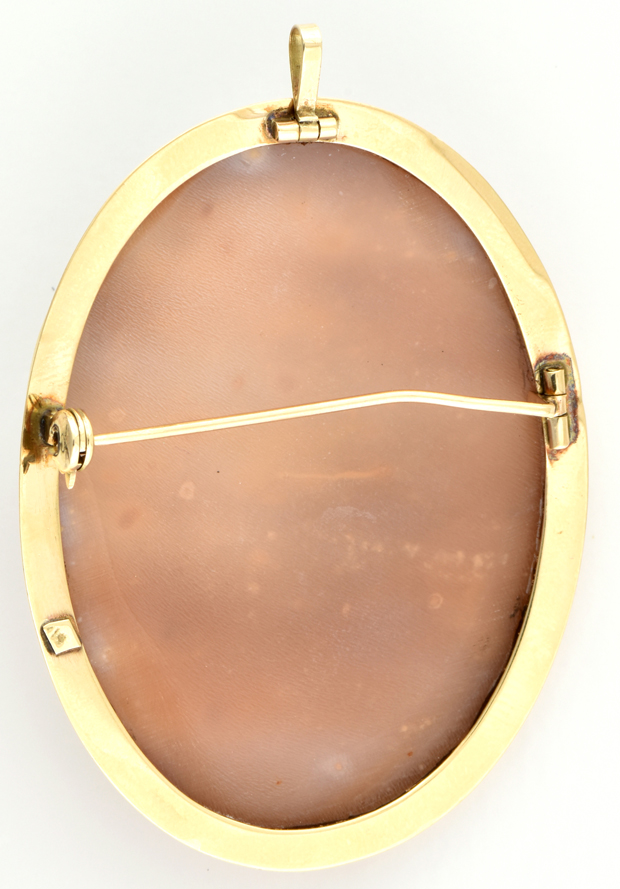 14K Yellow Gold Flower Cameo Pin