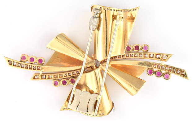 14K Yellow Gold Retro Modern Pin
