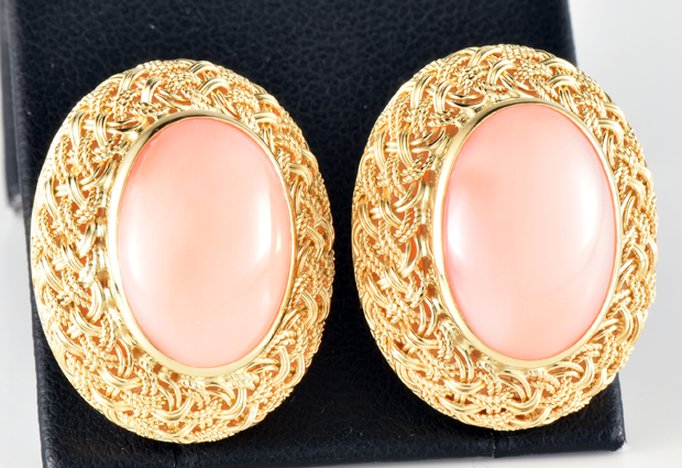 14K Yellow Gold Coral Earrings