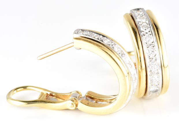 18K Two-Tone Diamond Earrings