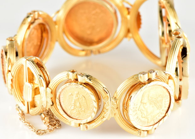 18K Yellow Gold Coin Bracelet 