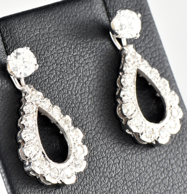 14K White Gold Diamond Studs and Dangle Jackets