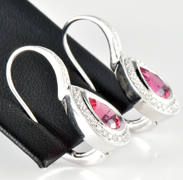 18K White Gold Pink Spinel Earrings