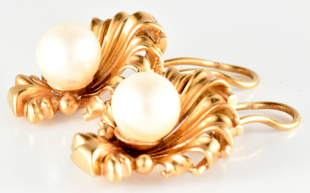 18K Retro Pearl Earrings