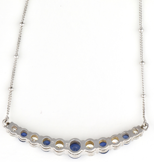 18K White Gold Diamond and Sapphire Necklace