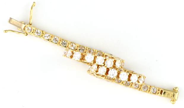 14K Yellow Gold Diamond Tennis Bracelet 