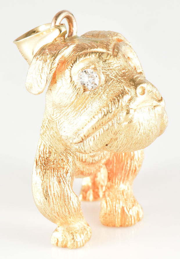 14K Yellow Gold Dog Charm
