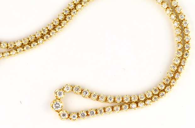 14K Yellow Gold Diamond Tennis Necklace