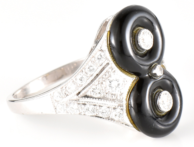 14K White Gold Black Onyx Ring