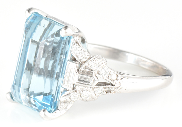 Platinum Aquamarine Ring