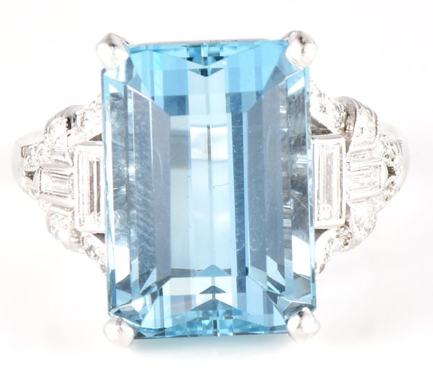 Platinum Aquamarine Ring
