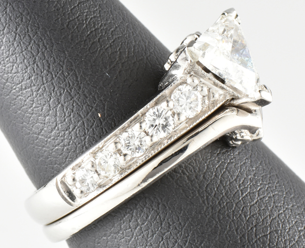 Platinum Diamond Ring with a 1.02 Carat Modified Triangular GIA #2171980181