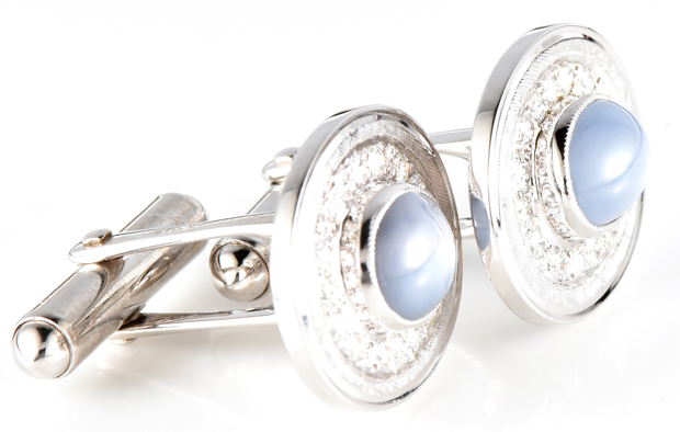 14K White Gold Cuff Links