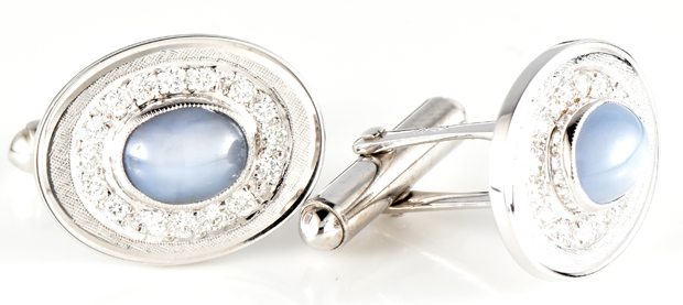 14K White Gold Cuff Links