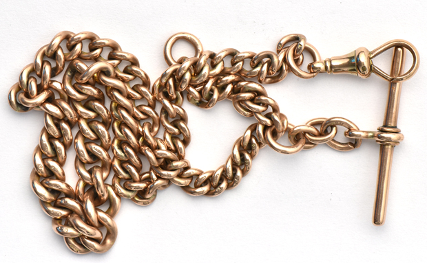 9K Yellow Gold Heavy Watch Chain