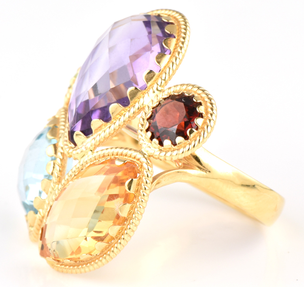 18K Yellow Gold Gemstone Ring