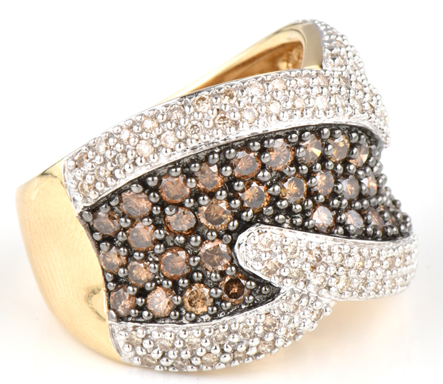 14K Yellow Gold Chocolate Diamond Ring 