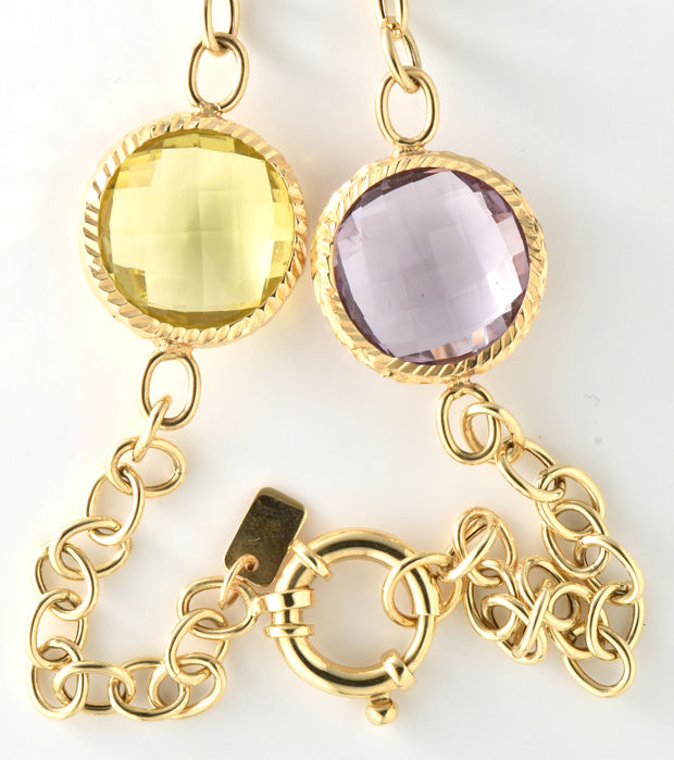 18K Yellow Gold Gemstone Necklace