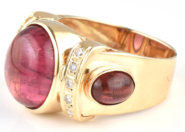 14K Yellow Gold Cabochon Ruby Ring