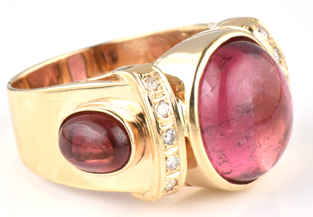 14K Yellow Gold Cabochon Ruby Ring
