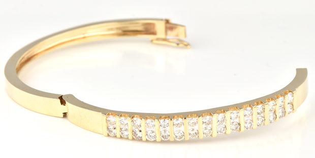 14K Yellow Gold Diamond Bangle