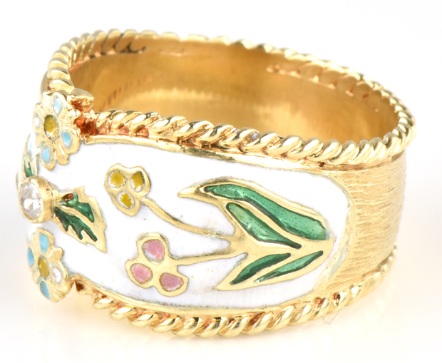 14K Yellow Gold Enamel Ring