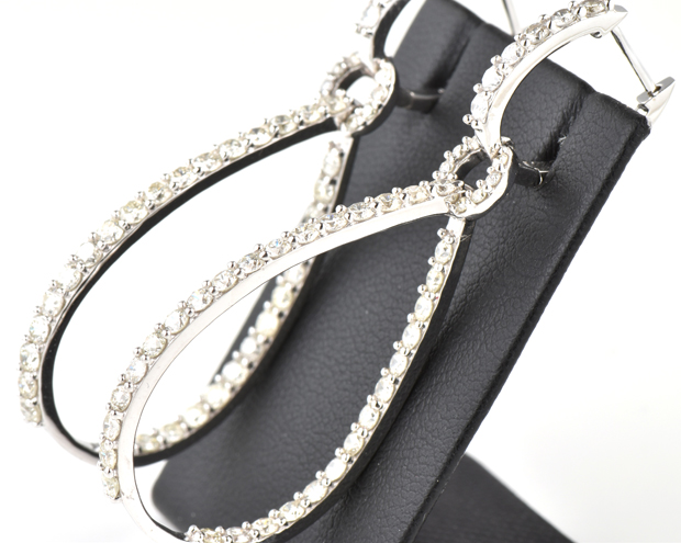 14K White Gold Diamond Dangle Earrings