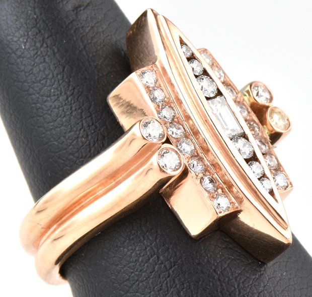 18K Rose Gold Sam Lehr Diamond Ring