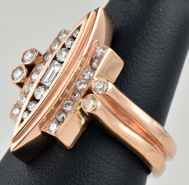 18K Rose Gold Sam Lehr Diamond Ring