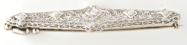 14K White Gold Vintage Diamond Pins