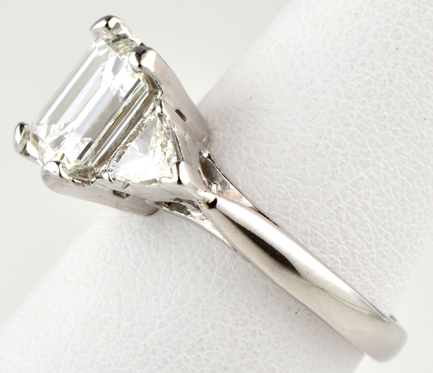 Platinum Diamond Ring with a 2.16 Carat Emerald Cut GIA #6187630206