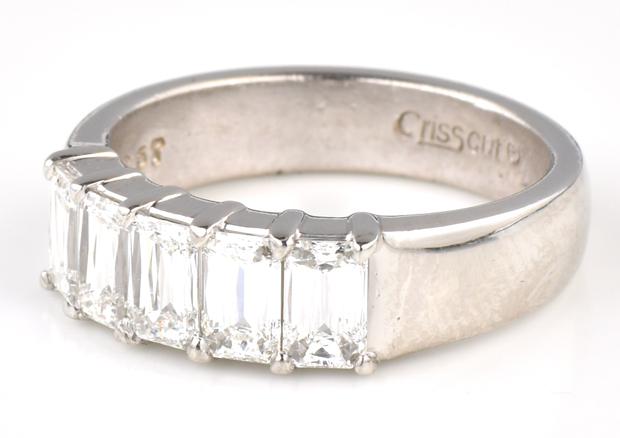 Platinum Diamond Crisscut Band
