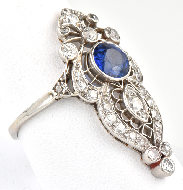 Platinum Diamond and Sapphire Ring